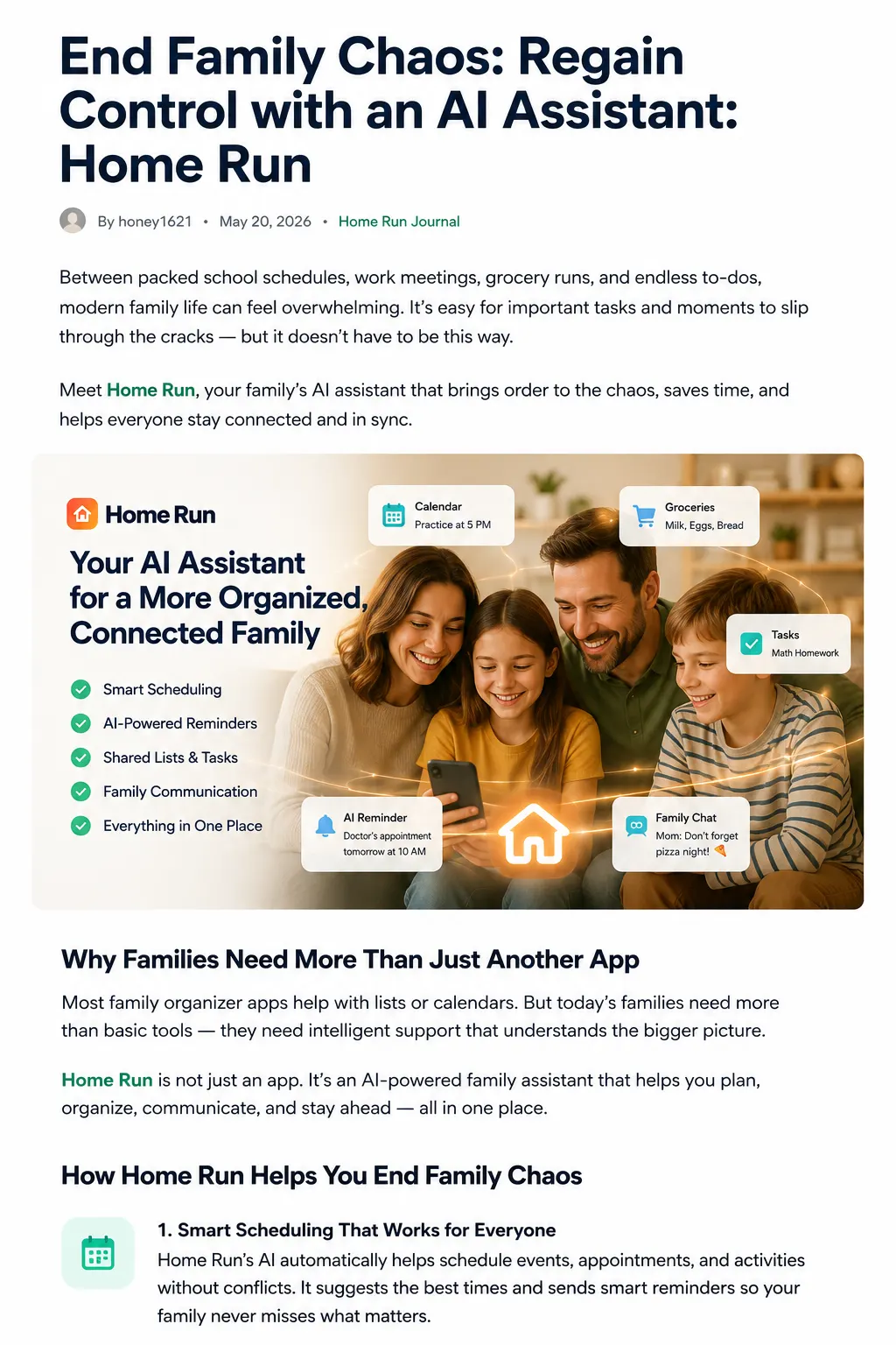 From Chaos to Calm: Organize Your Family with Home Run AI